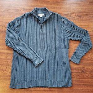 Men's blue half zip sweater, size L